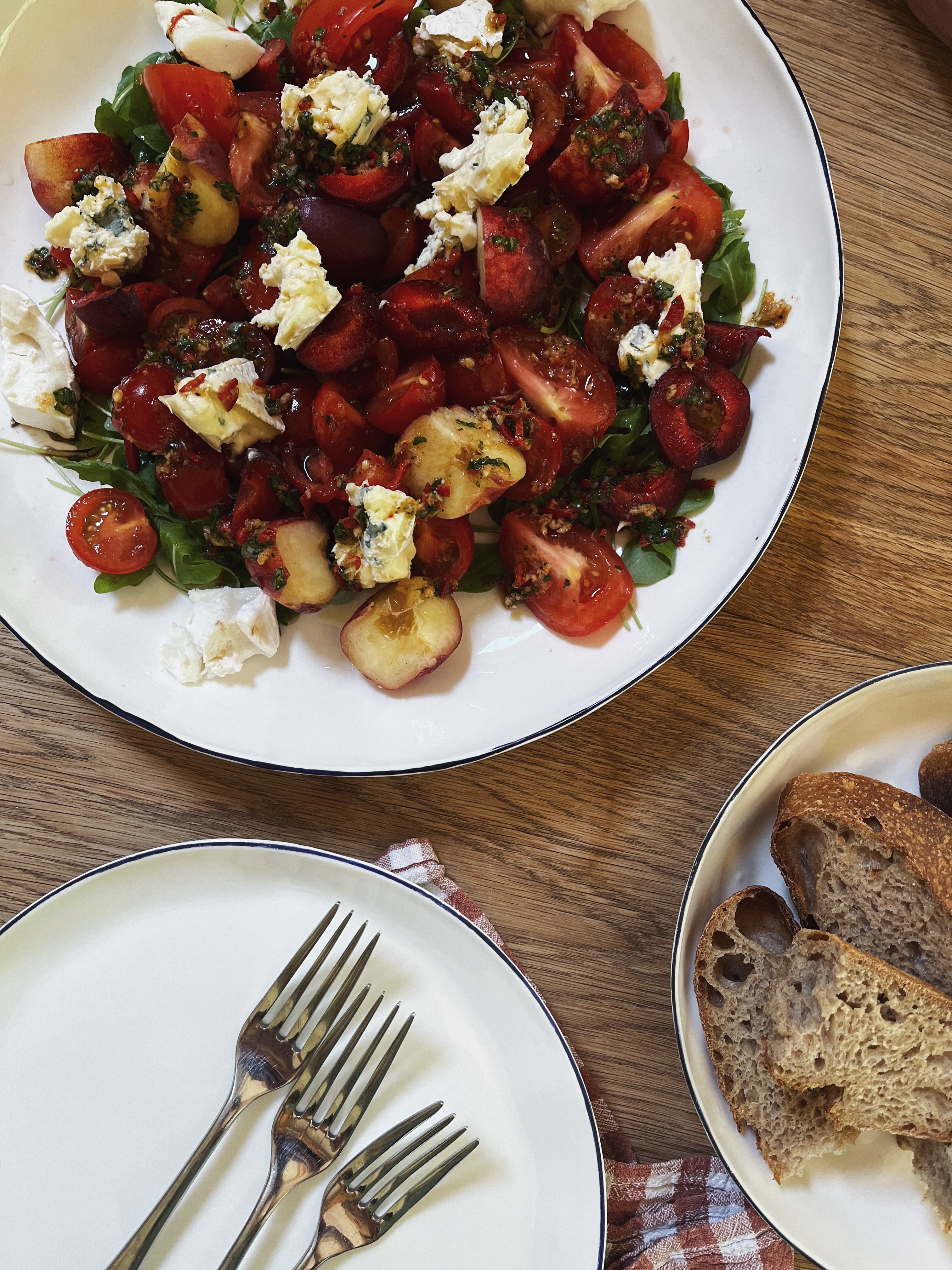 Tomato, Peach and Blue Cheese Salad