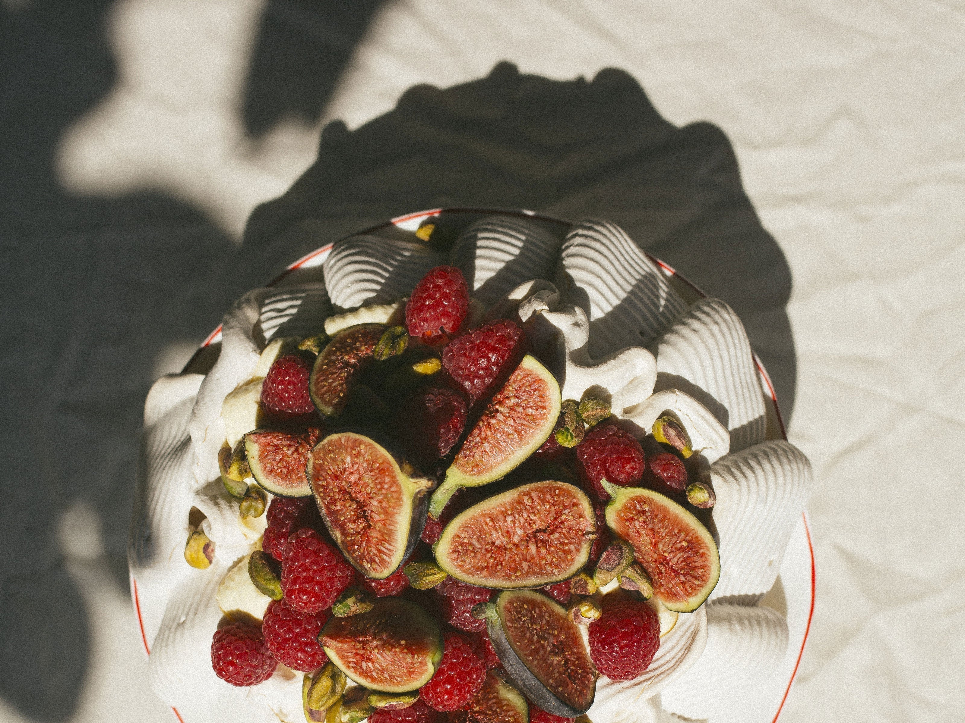 Fig, Raspberry and Pistachio Pavlova