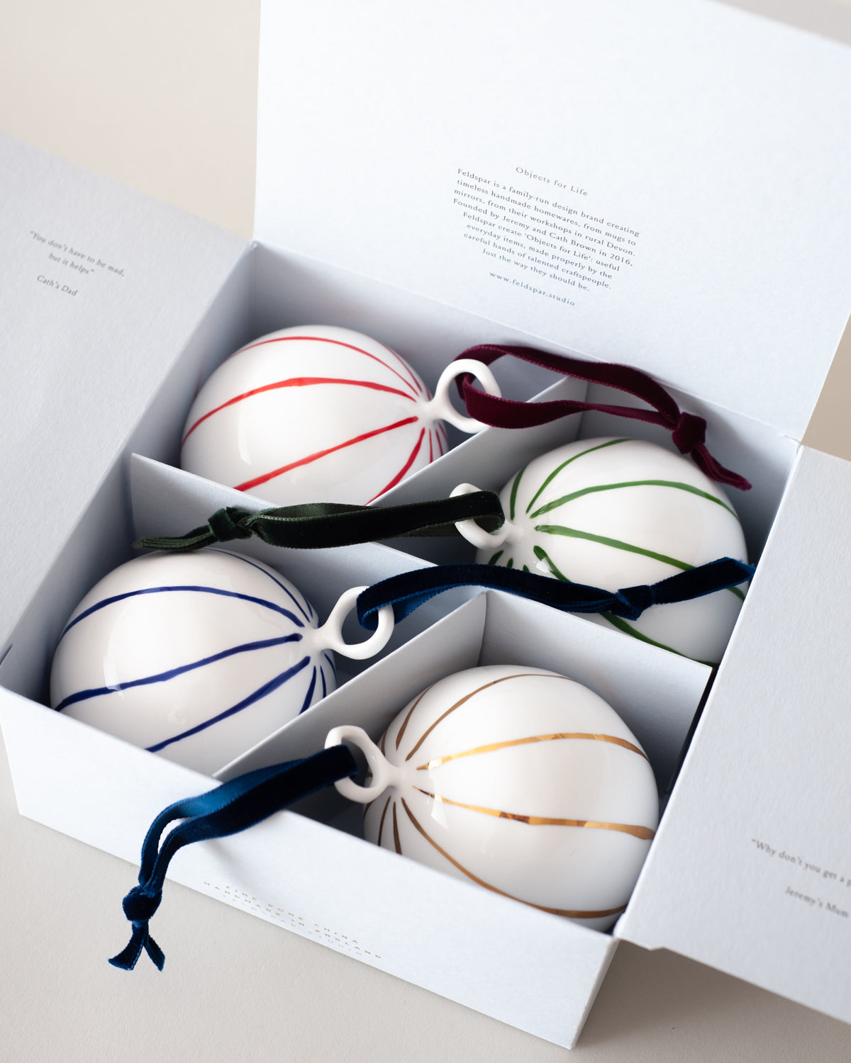 Set of 4 Fine Bone China Baubles