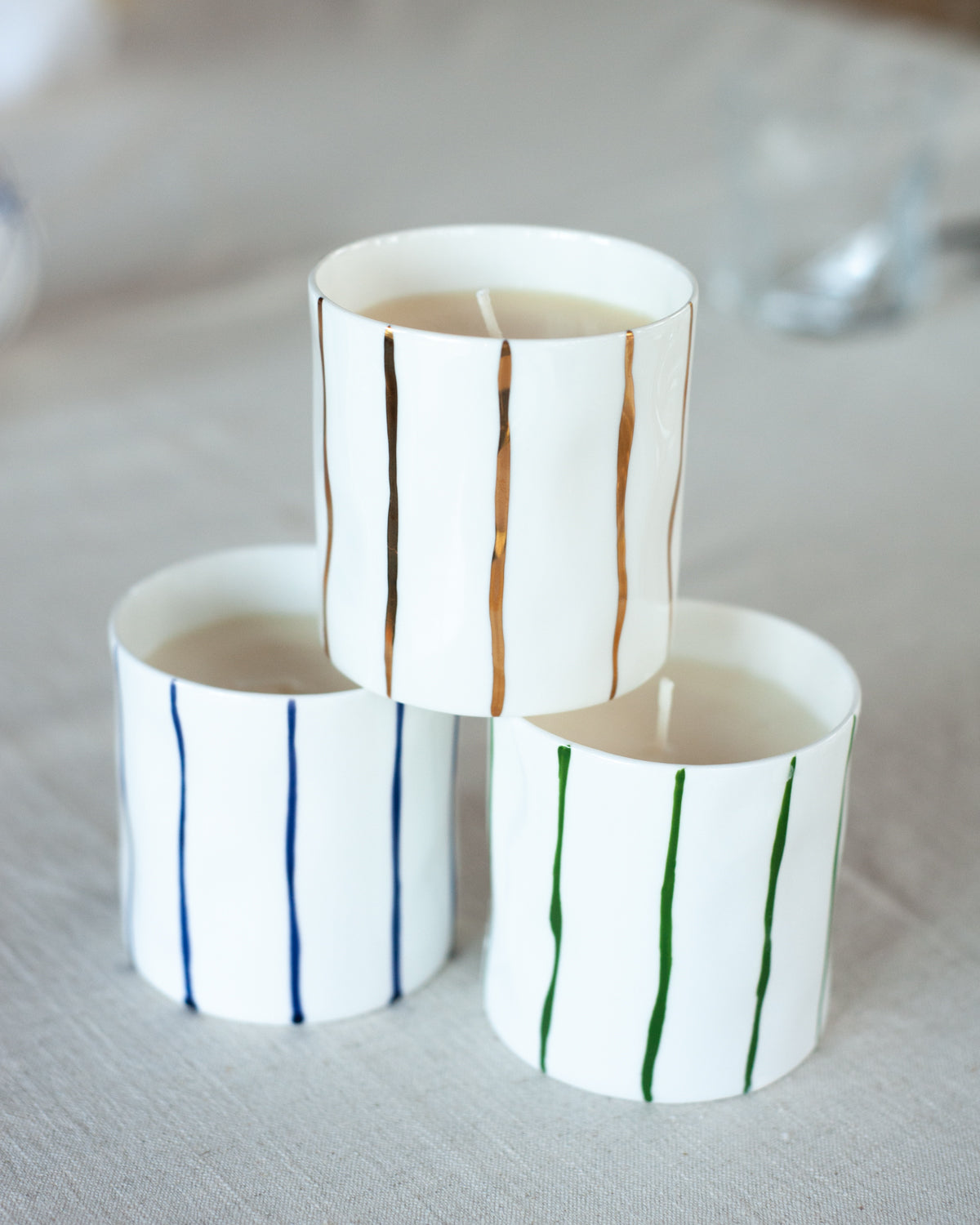 Gold Striped Scented Candle