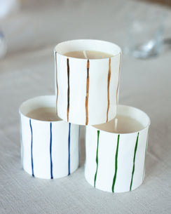 Khaki Striped Scented Candle
