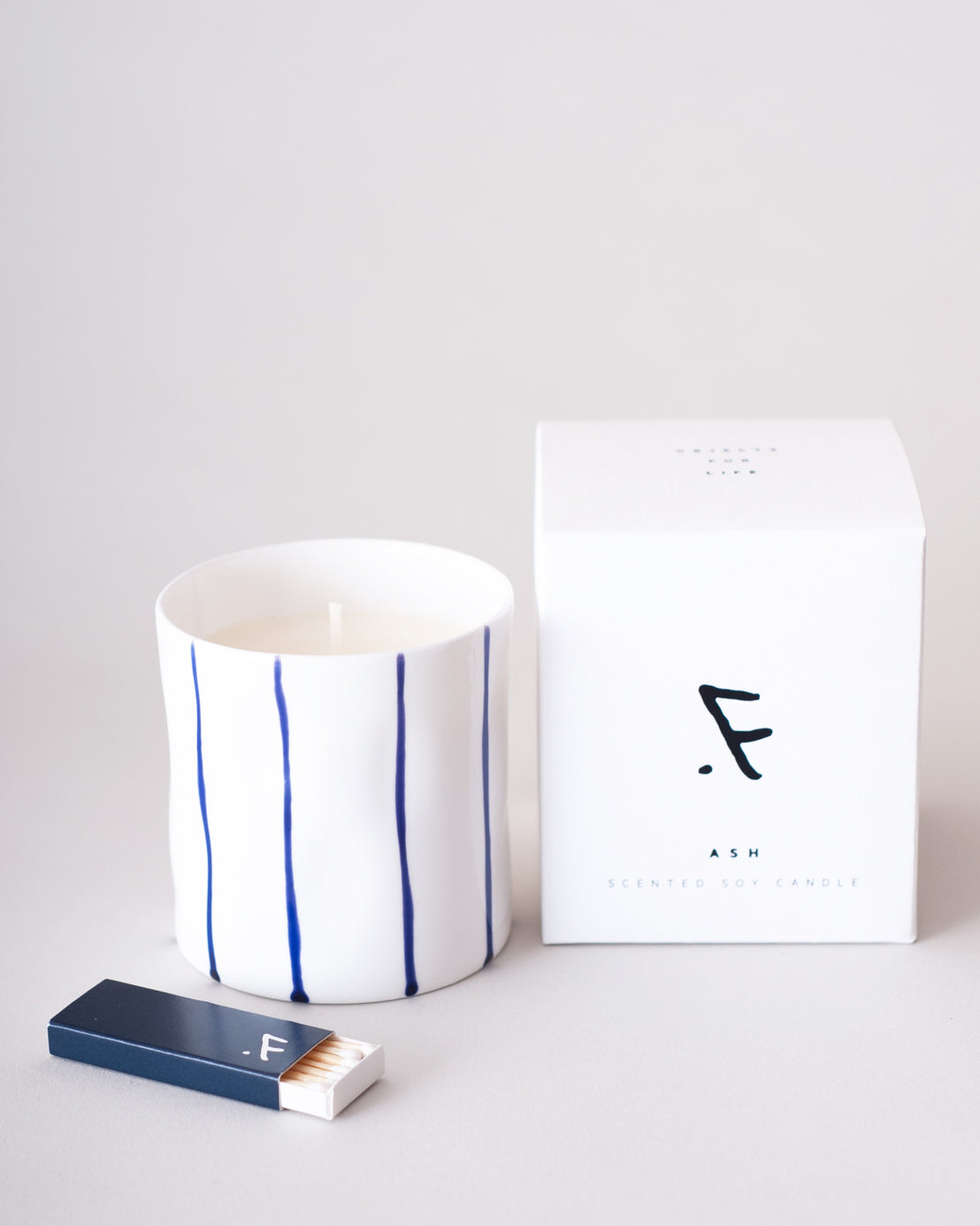 Cobalt Striped Scented Candle