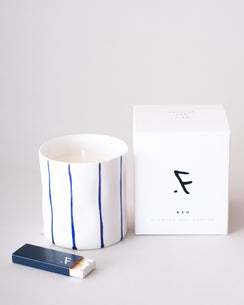 Cobalt Striped Scented Candle