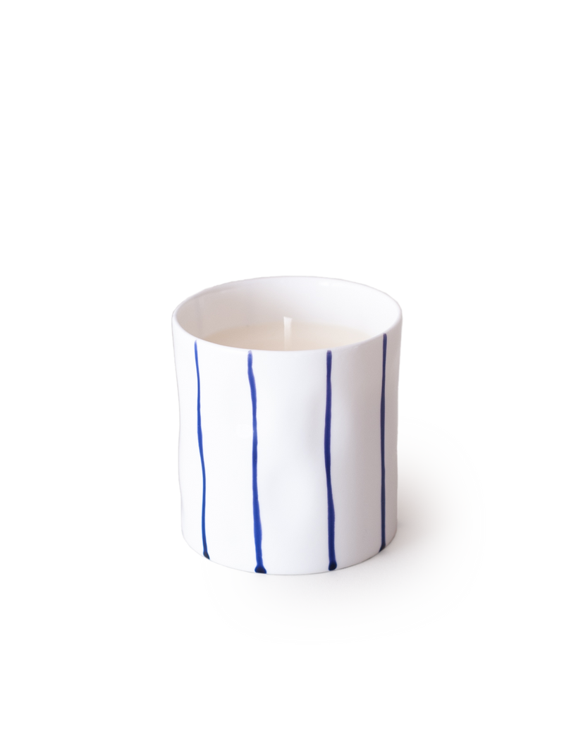 Cobalt Striped Scented Candle