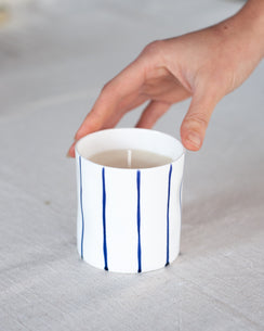 Cobalt Striped Scented Candle