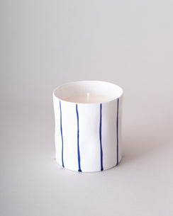 Cobalt Striped Scented Candle