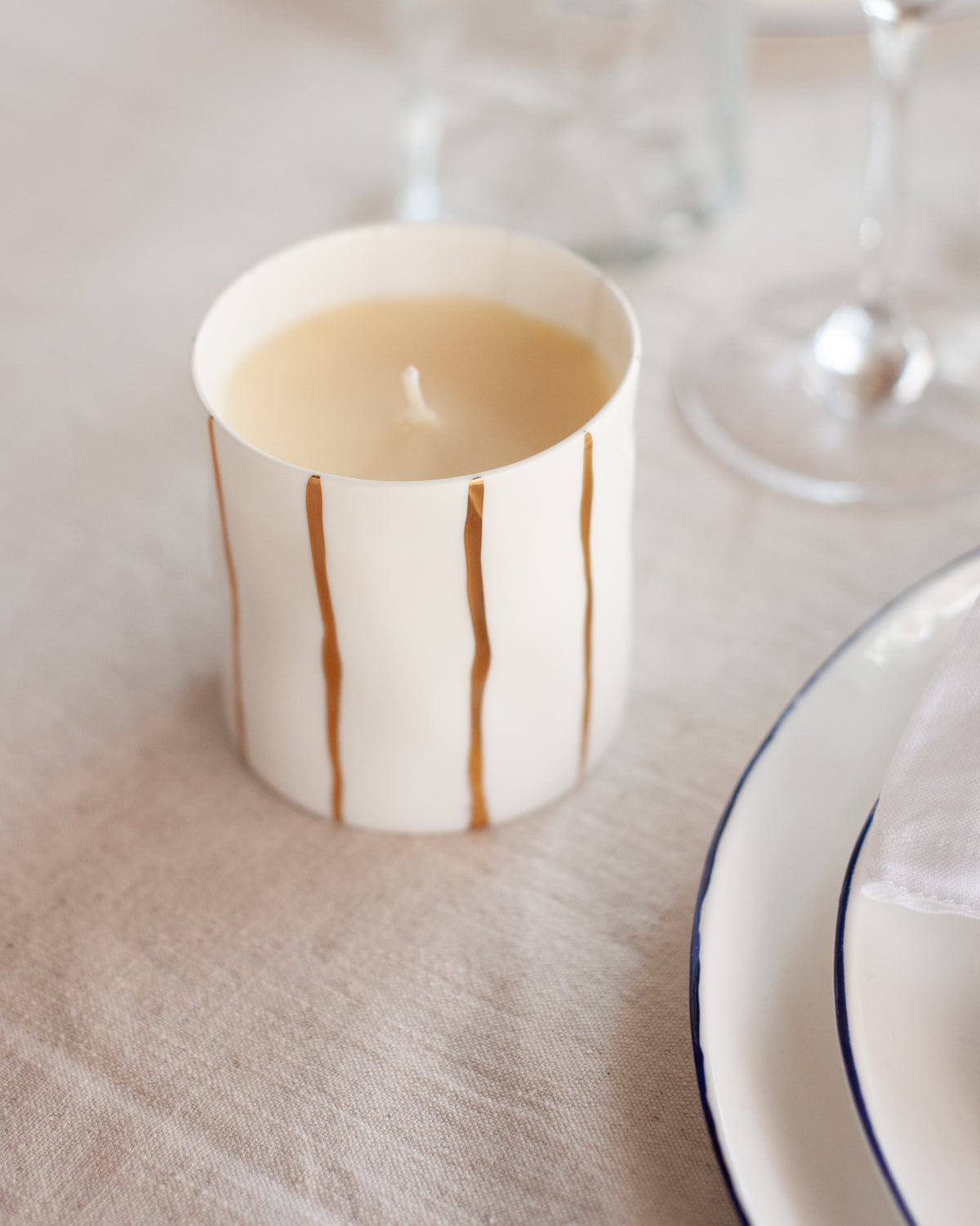 Gold Striped Scented Candle