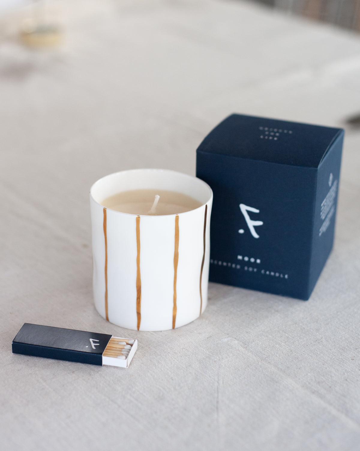 Gold Striped Scented Candle