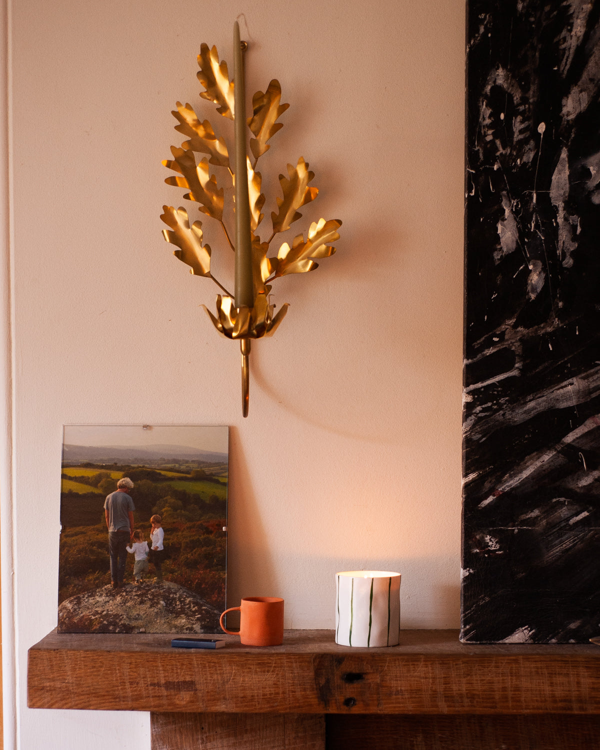 Khaki Striped Scented Candle