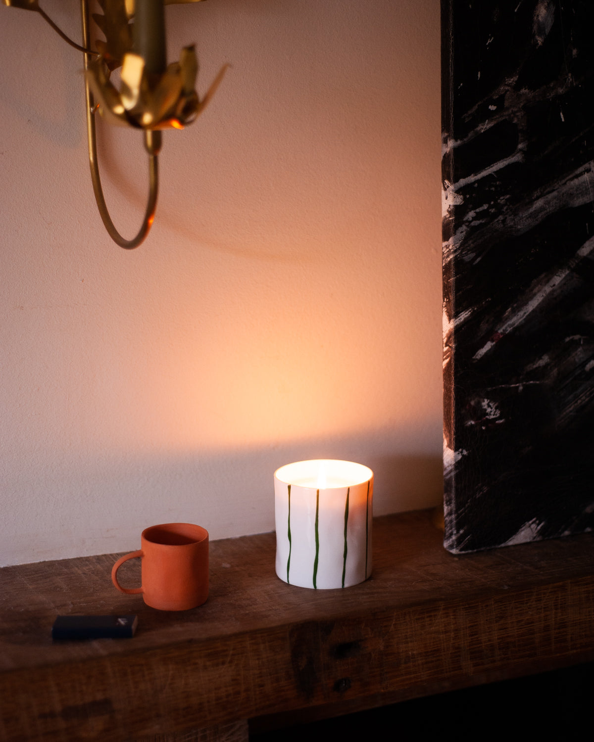 Khaki Striped Scented Candle