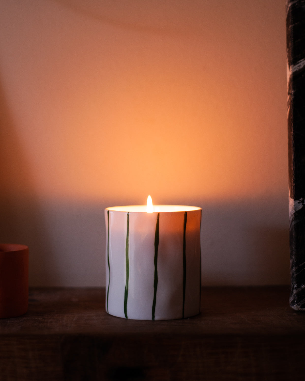 Khaki Striped Scented Candle