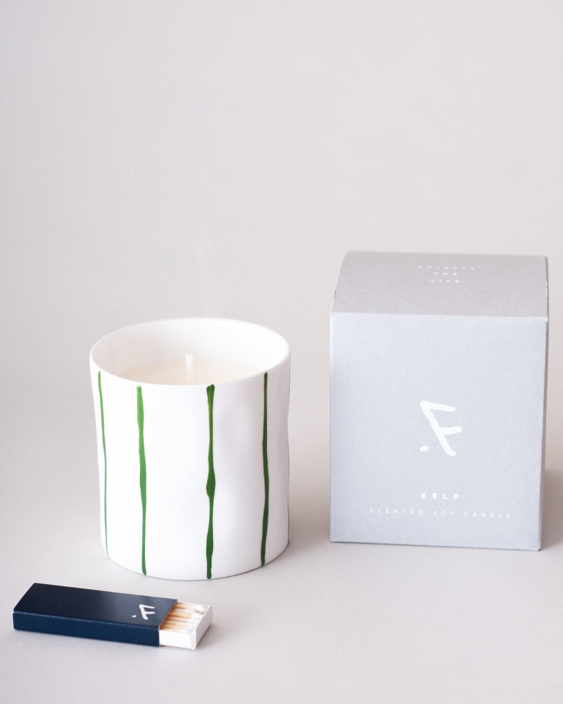 Khaki Striped Scented Candle