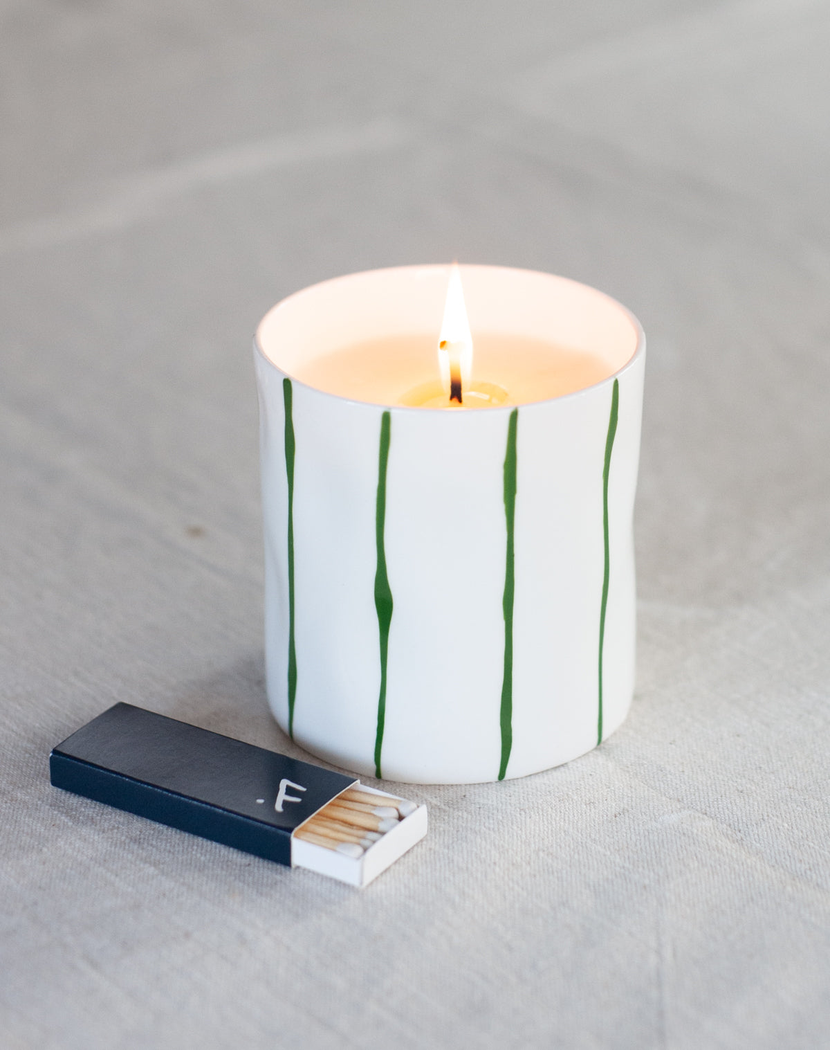 Khaki Striped Scented Candle