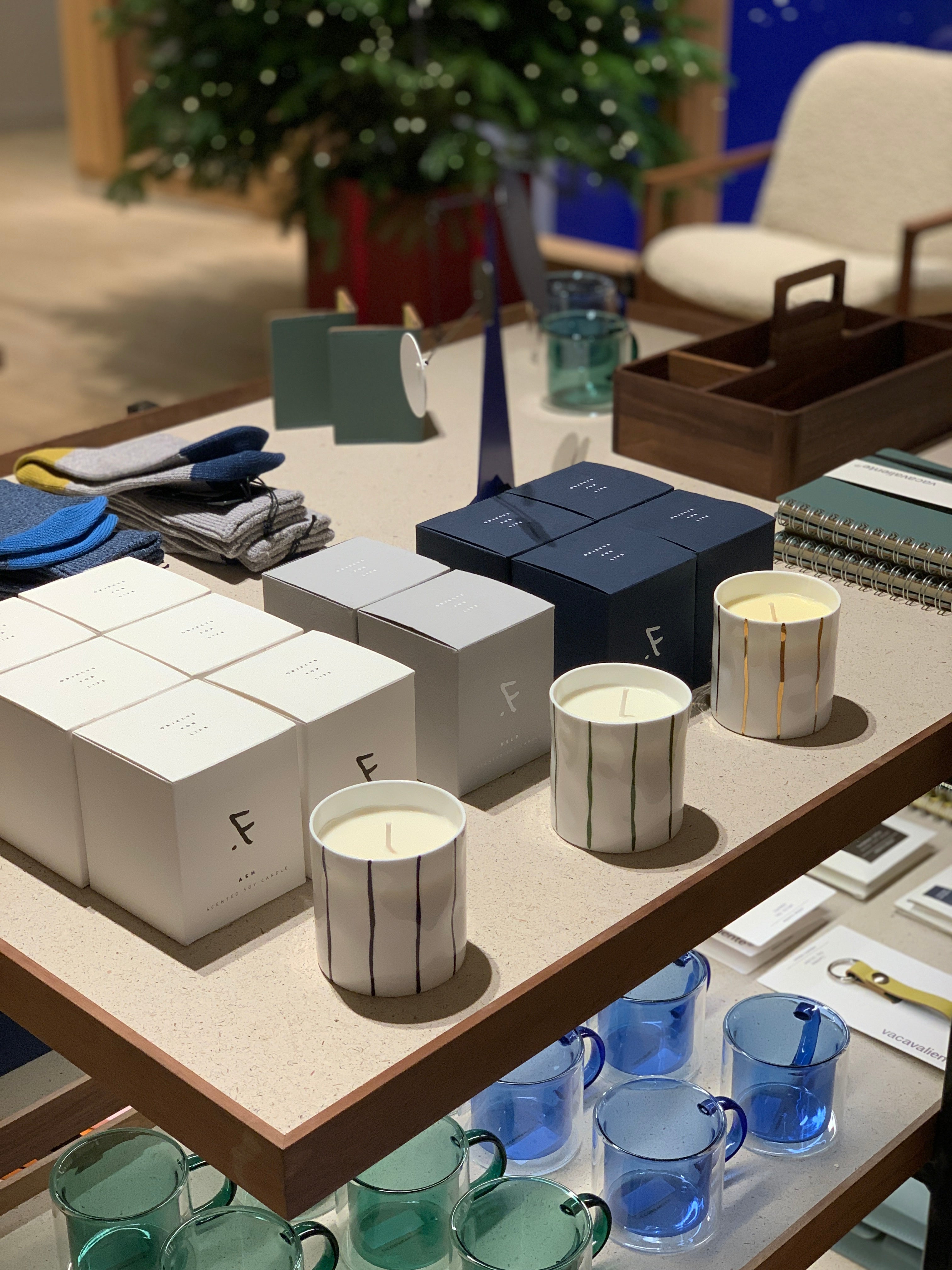 Khaki Striped Scented Candle