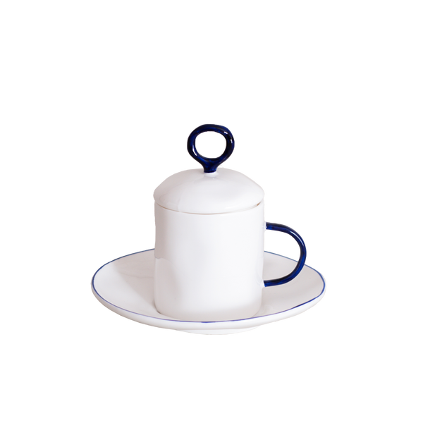 J.L Coquet Hémisphère White double espresso cup and saucer